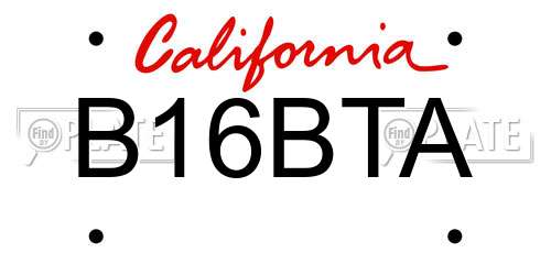 B16BTA California License Plate