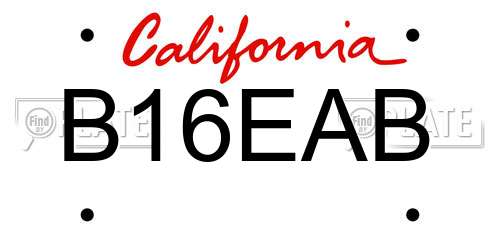 B16EAB California License Plate