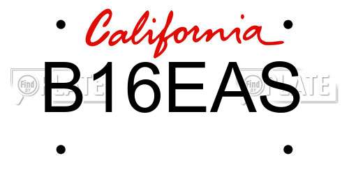 B16EAS California License Plate