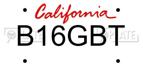 B16GBT California License Plate