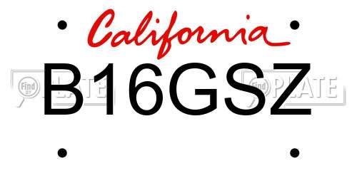 B16GSZ California License Plate