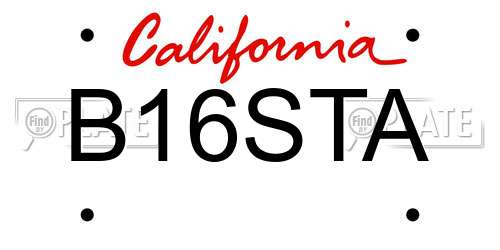 B16STA California License Plate