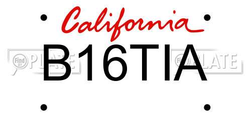 B16TIA California License Plate