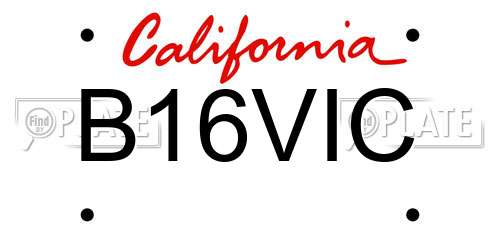 B16VIC California License Plate
