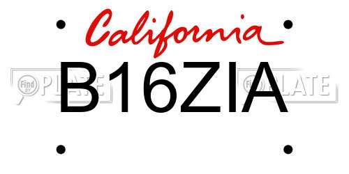 B16ZIA California License Plate