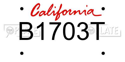 B1703T California License Plate