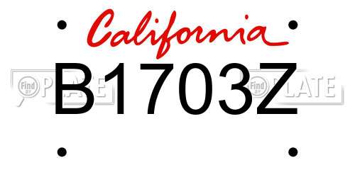 B1703Z California License Plate