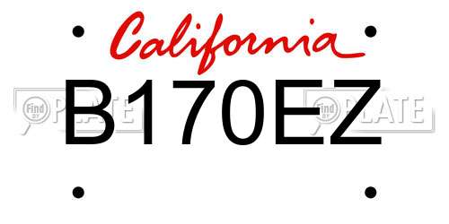 B170EZ California License Plate