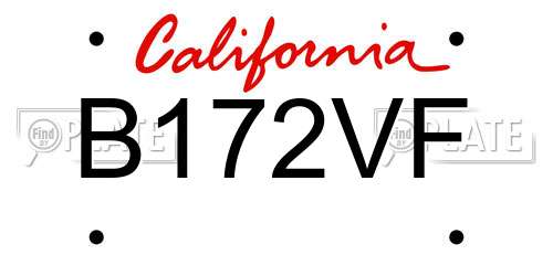 B172VF California License Plate