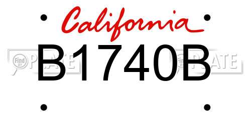 B1740B California License Plate