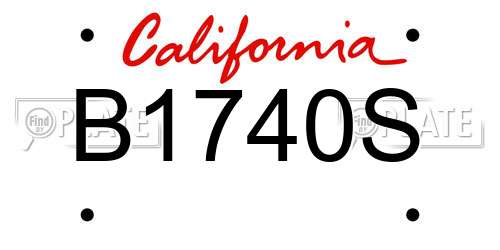 B1740S California License Plate