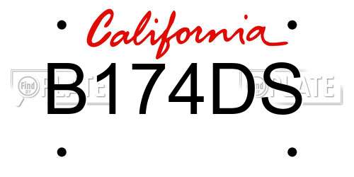 B174DS California License Plate