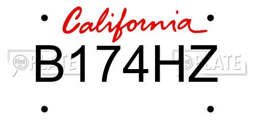 B174HZ California License Plate