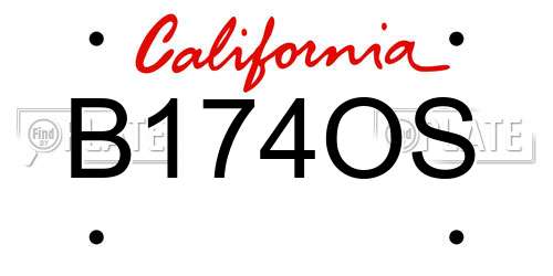B174OS California License Plate
