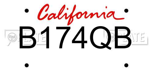 B174QB California License Plate
