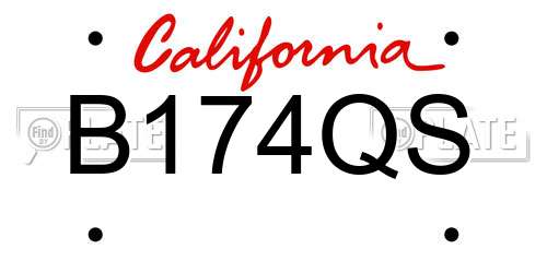 B174QS California License Plate