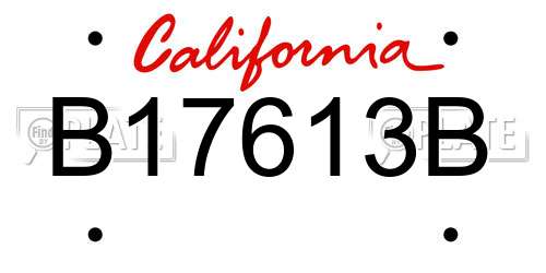 B17613B California License Plate