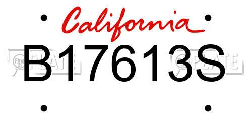 B17613S California License Plate