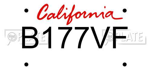 B177VF California License Plate