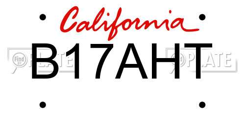 B17AHT California License Plate