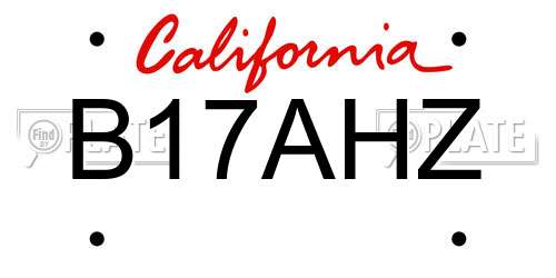 B17AHZ California License Plate