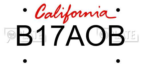 B17AOB California License Plate