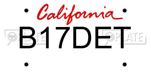B17DET California License Plate