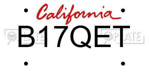 B17QET California License Plate