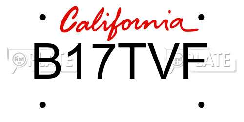 B17TVF California License Plate