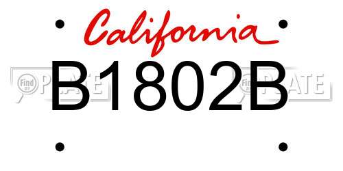 B1802B California License Plate