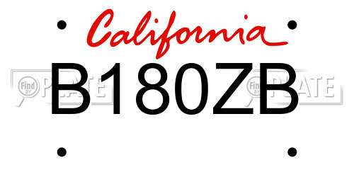 B180ZB California License Plate