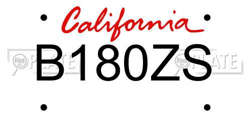 B180ZS California License Plate