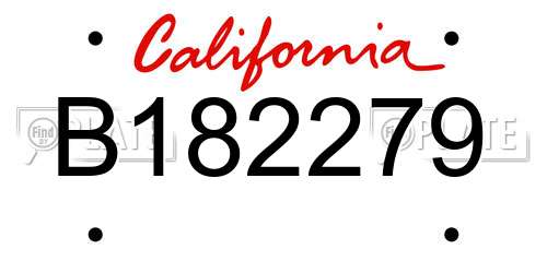 B182279 California License Plate