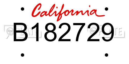 B182729 California License Plate