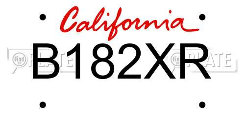 B182XR California License Plate