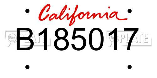 B185017 California License Plate