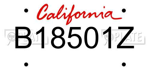 B18501Z California License Plate