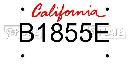 B1855E California License Plate