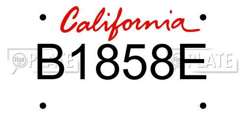 B1858E California License Plate