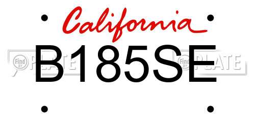 B185SE California License Plate