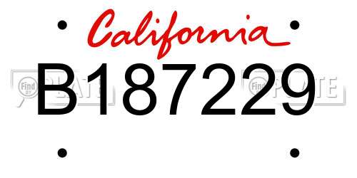 B187229 California License Plate