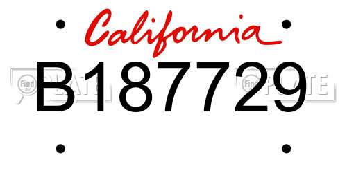 B187729 California License Plate
