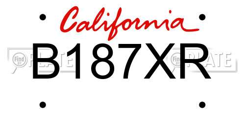 B187XR California License Plate