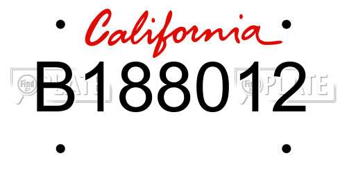 B188012 California License Plate