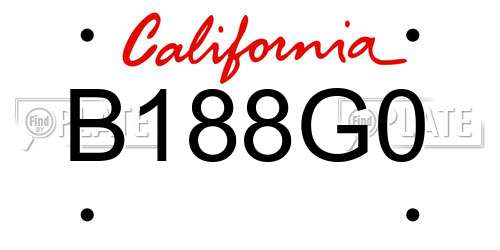 B188G0 California License Plate