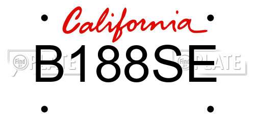 B188SE California License Plate