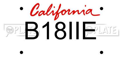B18IIE California License Plate