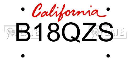 B18QZS California License Plate