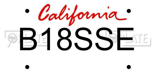 B18SSE California License Plate