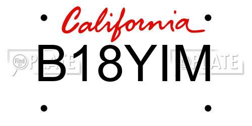 B18YIM California License Plate